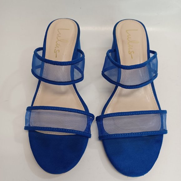 Lulu's Blue Mesh Low Heel Slip On Shoe Size 7.5M - Picture 3 of 14